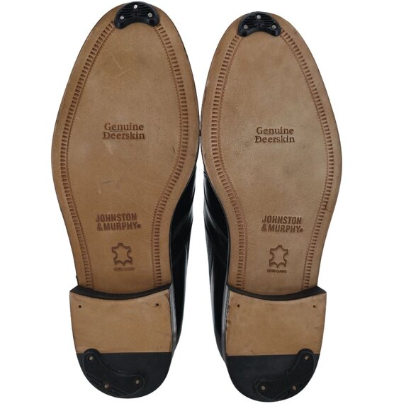 NEW Johnston & Murphy Men's size 9.5W Black Deerskin Leather Dress Shoes Loafers - Picture 3 of 16